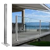 Glass Balustrade Post System - End Post - 43.5inch Silver Glass Railing Post for Decks, SUS304 Stainless Steel Glass Stair Post for Indoor & Outdoor for Balcony, Attic, Pool, Porch - 1Pack…