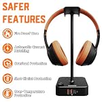 COZOO Headphone Stand with USB Charger Desktop Gaming Headset Holder Hanger with 3 USB Charging Station and 2 Outlets Power Strip,Suitable for Gaming, DJ,Wireless Earphone Display, Gamer Gifts for Men - Image 5