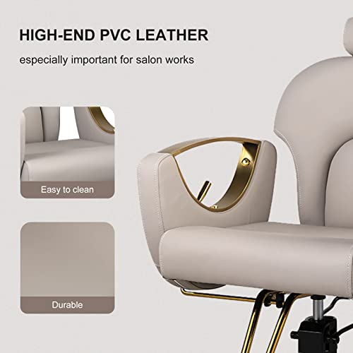 Luxmars Barber Chair Salon Chair Hydraulic Reclining Barber Chairs 360 Degrees Rolling Swivel Hair Styling Chair Cutting Chairs Salon Shampoo Equipmen - Grey #TOP7