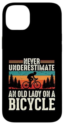 Never Underestimate an Old Lady On A ���]�� �T�C�N�����O �o�C�N �X�}�z�P�[�X iPhone 14 Plus �p