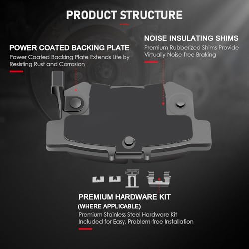 cciyu D537 D958 Brake Pads w/Hardware Front Rear Disc Brake Pad Set by cciyu - Used condition - Image 3