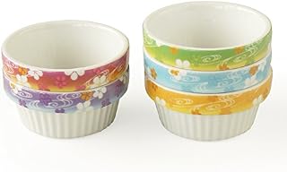 Cinf Porcelain Ramekins Floral 4 oz. Baking Pudding Bowls Dishes Soufflé Cups Dishes