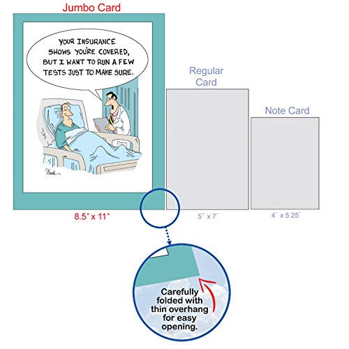 Nobleworks - Big Cartoon Feel Better Card (8.5 X 11 Inch) - Get Well Soon Humor, Funny Comic Greeting - Insurance Tests J4019Gwg #TOP3