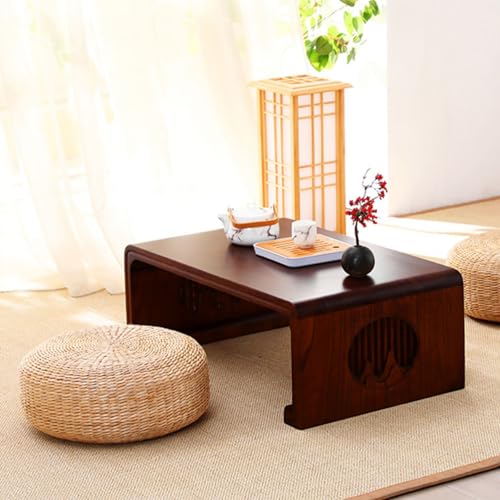 Generisch Rattan Bodenkissen Handgewebt Rund 45cm Japansstil Tatami Sitzkissen Aus Rohrkolbengras Yoga Meditationskissen FüR Balkon Schlafzimmer Wohnzimmer BodenmöBel Kompakt StrapazierfäHig (Gelb)