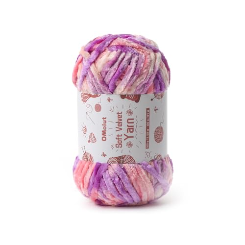 Image of 100g Fluffy Velvet Chenille Yarn for Crocheting and Knitting, 80m (87.5yd) Baby Yarn for Crocheting Soft, Crochet Chunky Yarns Amigurumi Yarns (Pinkish Purple)