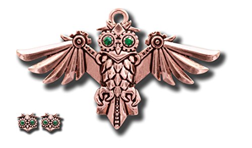Colgante de búho steampunk AVIAMORE y pendientes por Anne Stokes