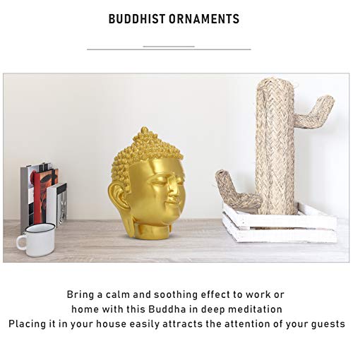 NICEXMAS Estátua de Cabeça de Buda Estatueta Resina Rosto Budista Peça de Exibição Escultura Figura