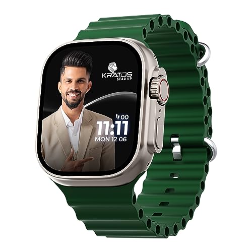 Image of Kratos SW17 Ultra+ Smartwatch with 1.96 inch Touch Display, Advanced BT Calling, Wireless Charging Smart Watch, Voice Assistant, 100+ Sports Modes, Rotating Crown, Metallic Body, IP67, Heart Rate, SpO2