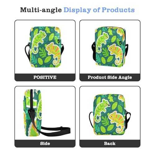 mens messenger bag men shoulder bag Womens Casual Purses Adjustable Strap for business business- Tropical Green Lizard4