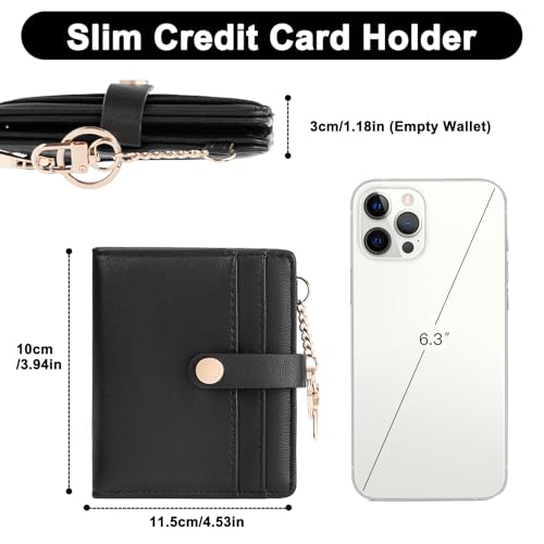 Image of Small Wallet Women Slim Bifold RFID Blocking PU Leather Card Holder Wallets with Change Pocket ID Window