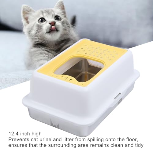 Caixa de Areia para Gatos Em Aço Inoxidável, à Prova de Vazamentos, Laterais Altas, Grande, 24 X 16