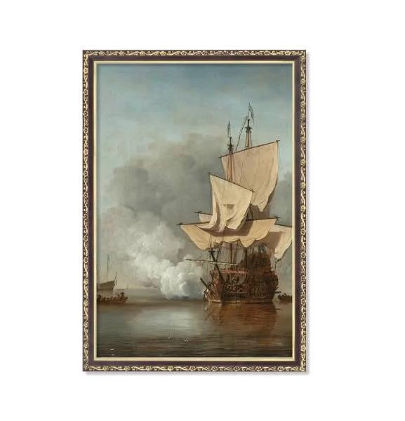 SV UDYOG Framed Painting of Sailing Ship for Vastu For Home, Office Wall Decor in Home