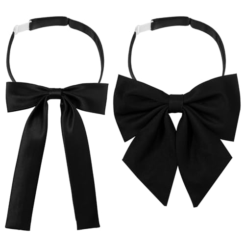 Tucnoeu Bow Tie for Women - 2Pcs Women's Bow Ties,Pre-tied Adjustable Bowties Ribbon Choker Women's Self-Tie Long Bow Tie for Women's Uniform