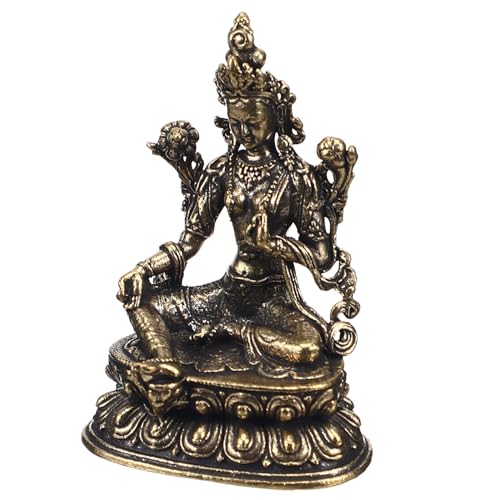 ARTSEWPLY Retro Brass Buddha Figure Art Figurine for Desktop Decor Inspiring Spiritual Blessings Sculpture for Home Office Car Ornaments Southeast Asian Buddhist Culture Inspired