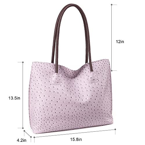 Image of Milan Chiva Tote Bag for Women with Zipper Large Ostrich Vegan Leather Shoulder Purses and Handbags