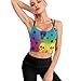 Casual Support Yoga Bra Trippy Colorful Neon Skulls, Padded Gym Running Workout Tank, Wirefree Sports Top for Women & Girls