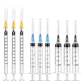 9 Pack Syringes with Needle Tip - 5ml, 3ml,1ml Plastic Syringe with 22ga, 23ga, 25ga Needle, Individ
