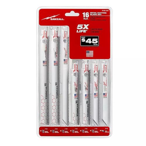49-22-1216 for Milwaukee SAWZALL Metal Cutting Bi-Metal Reciprocating Blades - 16 PC