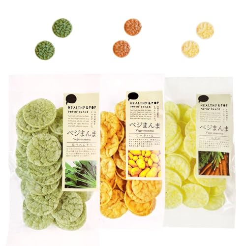 ベジまんま 赤ちゃん おやつ 無添加 お菓子 【お野菜ぽんせんべい】 香料・着色料不使用 ベビーフード 野菜チップス ノンフライ 国内製造 OGCsmile (25g(1袋)合計3袋, ほうれんそう、じゃがいも、にんじん)
