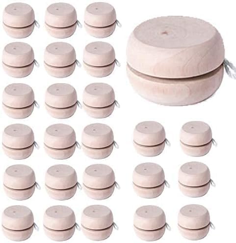 Lote 25 Juego Yoyos de Madera Natural . Detalle Genial para Regalos de Cumpleaños Infantiles, Niños Clase, Comuniones, Boda o Bautizos