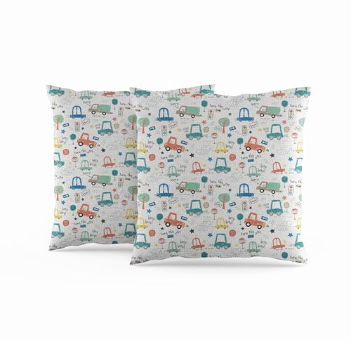 ggaimwf Cojines Infantiles Fundas Coche pequeño Vehículo Transporte Funda de Almohada Aspecto de Lino para habitación Infantil Sala de Juegos Guardería Sofá Cama 40x40cm Juego de 2