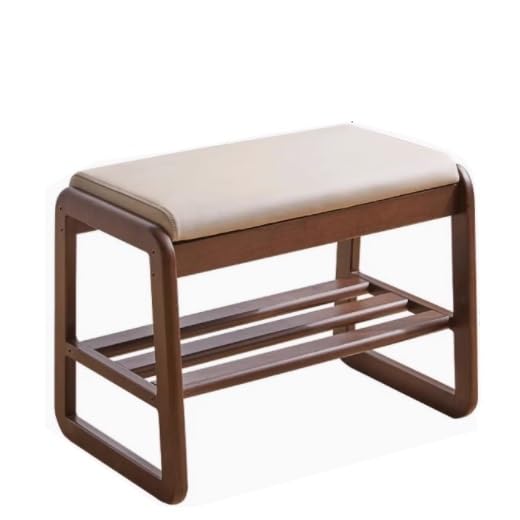 Banc à chaussures en bois massif et assise rembourrée haute densité