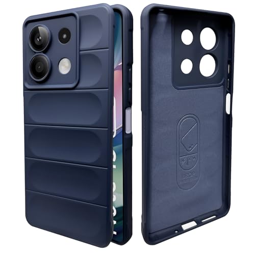 Image of A rtistque Liquid Silicone Stripes Back Cover Case for Mi Redmi Note 13 5G | with Camera Protection | with Inner Fabric | Anti Slip Grip | AirBag Case - Blue