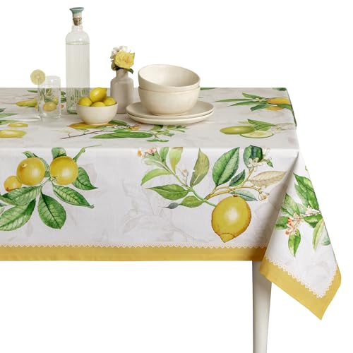 Maison d' Hermine Table Cloth Rectangle Table 100% Cotton 60 x 90 Inches Tablecloth Reusable Decorative for Dining Kitchen Room Farmhouse Home Easter Decorations Spring Summer - Limoncello