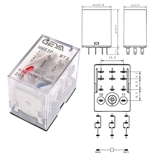 Minirelé electromagnético de alta conductividad HH53P con contactos de 5A 4