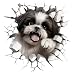 3D Dog Vinyl Decals, 2 Pack Waterproof Removable Stickers for Cars, Laptops, Motorcycles, Trucks, Bumpers, Black and White Shih Tzu Design Z-131