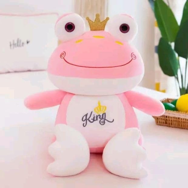 Image of Little Swag Cute Set of 2 King Frog Plush Toy, Animal with Crown Soft Stuffed Teddy Bear for Girls, Boys, Kids, Birthday, Nursery, Room Decor - 25 cm