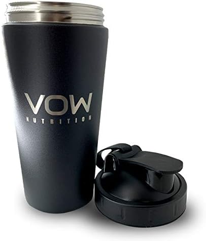 VOW Nutrition Premium Stainless Steel Matt Black Protein Shaker | Durable Water Bottle, Leak Proof, Dishwasher Safe, 750ml (750 ML, Matt Black)