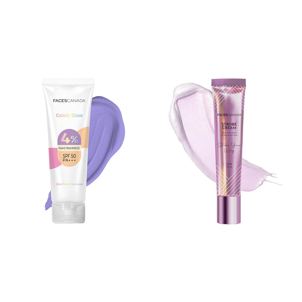 FACESCANADA Comfy Glow Sunscreen with 10% Niacinamide - 30ml & Strobe Cream Mini- Pink, 18ml-picture-22