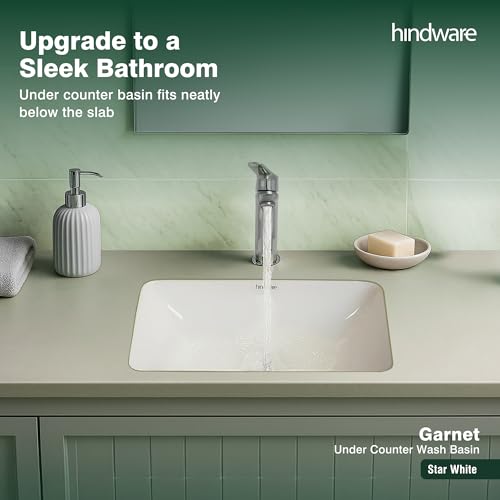 Image of Hindware Italian Collection Garnet Under the Counter Wash Basin for Bathroom | Made of Ceramic | Star White Color | 10-Year Manufacturer Warranty