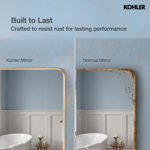 Kohler 26052-BGL Essential Rectangular Bathroom Mirrors, Bathroom Mirrors for Over Sink, 22 in. W x 34 in. H, Moderne Brushed Gold by Kohler - Image 6