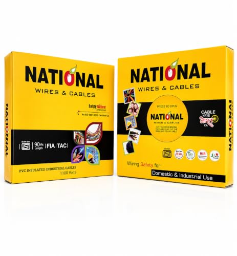 Image of NATIONAL P.V.C. INSULATED WIRES & CABLES | 1.5mm | 90m | FR PVC Insulated CCA Copper Wire | Single Core Multi-Strand House Wiring Cable | Gauge (10 No.) | Black