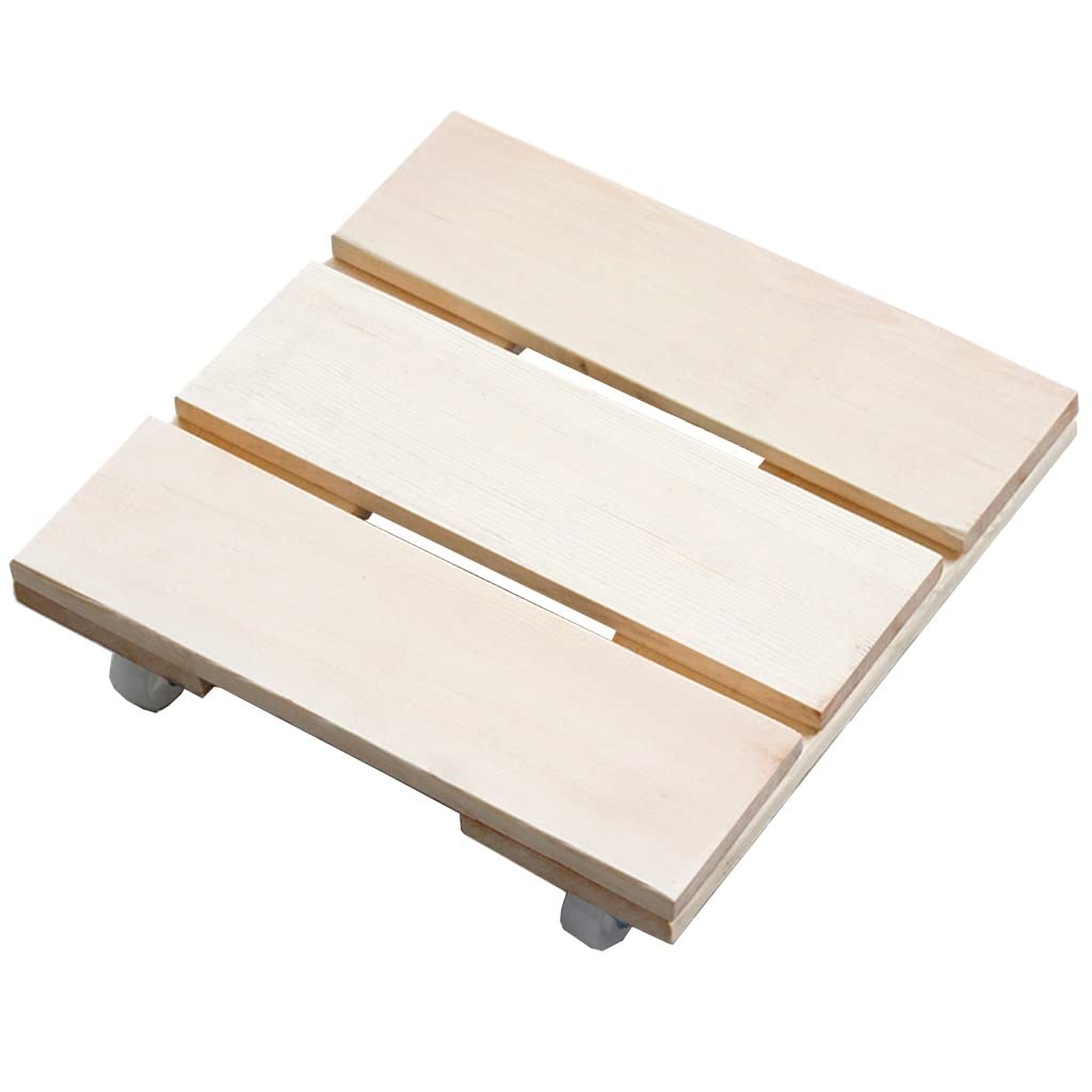 Soporte Con Ruedas Para Macetas De Pino Macizo, Bandeja Móvil Impermeable Con 2 Ruedas De Bloqueo, Disponible En 25,4/30,5/35,6 Cm