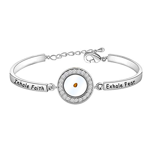 Image of HOLLP Faith Jewelry Religious Bracelet Inhale Faith Exhale Fear Mustard Seed Bracelet Christian Gift (Bracelet -S)