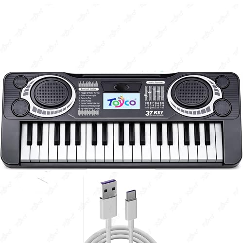 Image of TOYCO Educational Piano Keyboard for Kids with 37 Keys | Dual Mode Piano Notes & Indian Songs Tunes | USB Type-C Powered & Battery Operated | Small & Portable Musical Toy for Boys & Girls 1-5+ Years