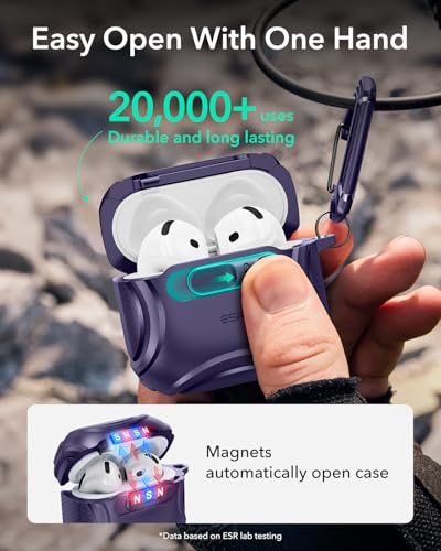 Image of ESR for AirPods 4 Case, Compatible with AirPods 4 Generation Case (2024) (USB-C), Compatible with MagSafe, Drop-Proof Lock, Easy Open, Cyber Series, Purple