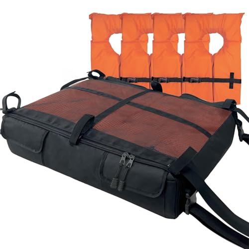 T-Top Storage Bag for Boat Life Jackets Holds up to 6 Type II Life Jackets Black (NOT Includes Life Jackets) (Fits for 6 Life Jackets Large+)(for 4 Type Life Jackets Medium)