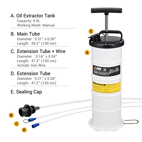 Ewk 6.5L Manual Oil Extractor Change Pump For Automotive Fluids Vacuum Evacuation #TOP1