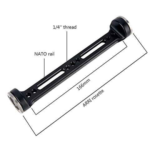 Image of NICEYRIG Extended NATO Rail with Dual Rosette Mount Adapters, 6.5 Inch Long Quick Release Rail for RED Kinefinity Cinema Camera Camcorder Steady Video Shooting Support - 425
