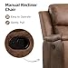 CANMOV Leather Recliner Chair, Classic and Traditional Manual Recliner Chair with Overstuffed Arms and Back, Manual Single Sofa with Concealed Cup Holders,Nut Brown