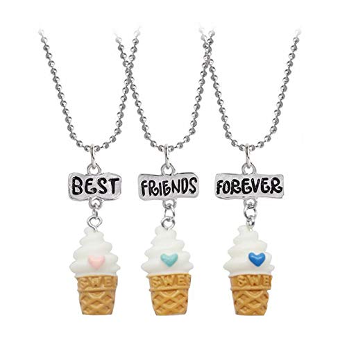 2-3 Pcs Best Friends Forever Friendship Necklaces Set Ice Cream Cookie Donut Flamingo Wishing Bottle Colorful Cute Pendant BFF Necklaces Friendship Jewelry Birthday Gifts