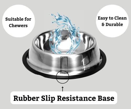 Foodie-Puppies-Stainless-Steel-Bowl-for-Puppies-Kittens-Rabbits-and-More-700ml-Medium-Silver-I-Non-Skid-Rubber-Bottom-FoodWater-Bowl-I-Non-Toxic-100-Safe-for-Pets