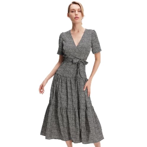 Robe à effet cœur-croisé imprimé floral : vêtement d'été bohème et fluide pour femme