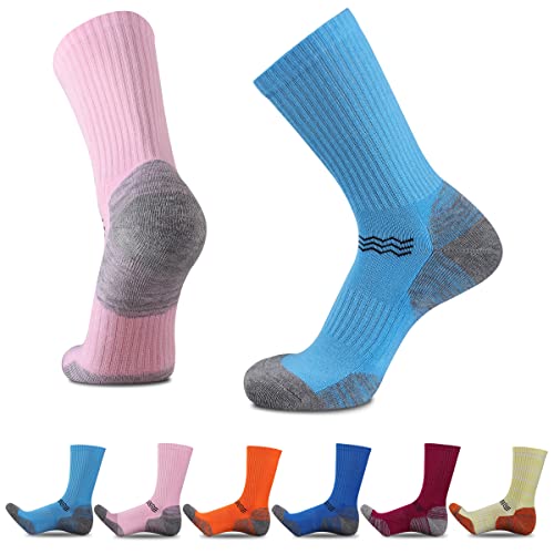 Heatuff Womens 6 Pack Hiking Crew Socks Performance Athletic Cushion Outdoor Trekking Sock