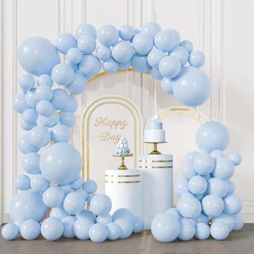 Palloncini Blu Pastello BIQIQI 113pcs Palloncini Macaron Blu per Arco Ghirlanda, Palloncini Azzurri per Compleanno, Baby Shower, Rivelazione del Sesso, Decorazione Festa di Nozze, 18 12 10 e 5 Pollici