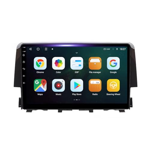 Android 13 2 DIN Car Radio Stereo para Honda Civic 10th 2016-2020 9 Pulgadas Autoradio con WiFi GPS Rear View Camera RDS FM BT DVR SWC Ventilador de refrigeración(2+32G)